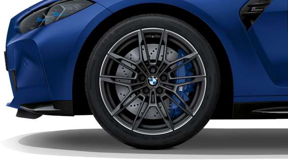 19-/20-palcové kované M disky 825 M BMW M4 Competition Cabrio s pohonom M xDrive G83 2021 BMW M4 Competition Cabrio s pohonom M xDrive G83 2021 BMW Individual metalíza Frozen Portimao Blue 19-/-20-palcové kované M disky 825 M detailný pohľad