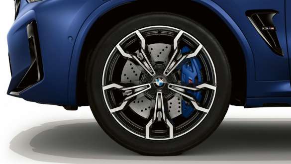 21-palcové M disky z ľahkej zliatiny V-spoke style 765 M BMW X3 M Competition F97 LCI Facelift 2021 BMW X3 M Competition F97 LCI Facelift 2021 metalíza Frozen Marina Bay Blue 21-palcové M disky z ľahkej zliatiny V-spoke style 765 M detailný pohľad