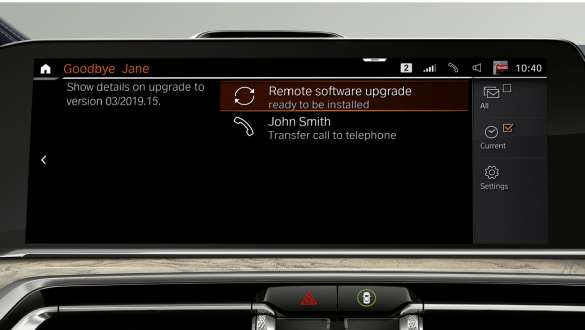 BMW X7 M s Remote Software Upgrade BMW X7 M, Remote Software Upgrade: Detail panelu vodiča, G07