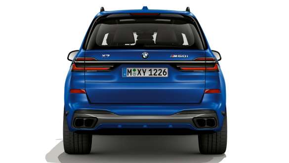 BMW X7 M60i xDrive G07 LCI Frozen Marina Bay Blue zadný pohľad statický BMW X7 M60i xDrive G07 LCI Frozen Marina Bay Blue zadný pohľad statický