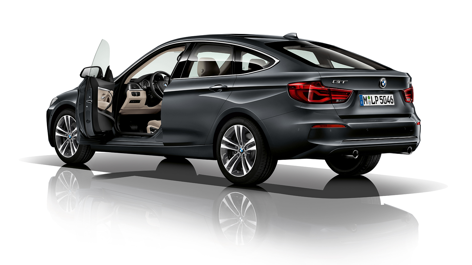 BMW radu 3 Gran Turismo, model Sport Line, trojštvrťový zadný pohľad BMW radu 3 Gran Turismo, model Sport Line, trojštvrťový zadný pohľad