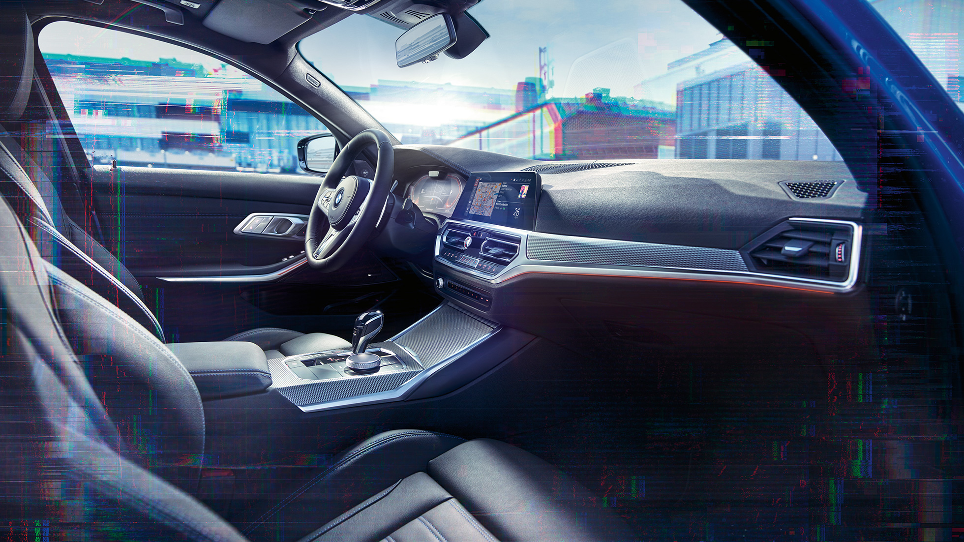 BMW radu 3 Sedan, BMW Live Cockit Professional. Detail interiéru BMW radu 3 Sedan s BMW Live Cockpit Professional.