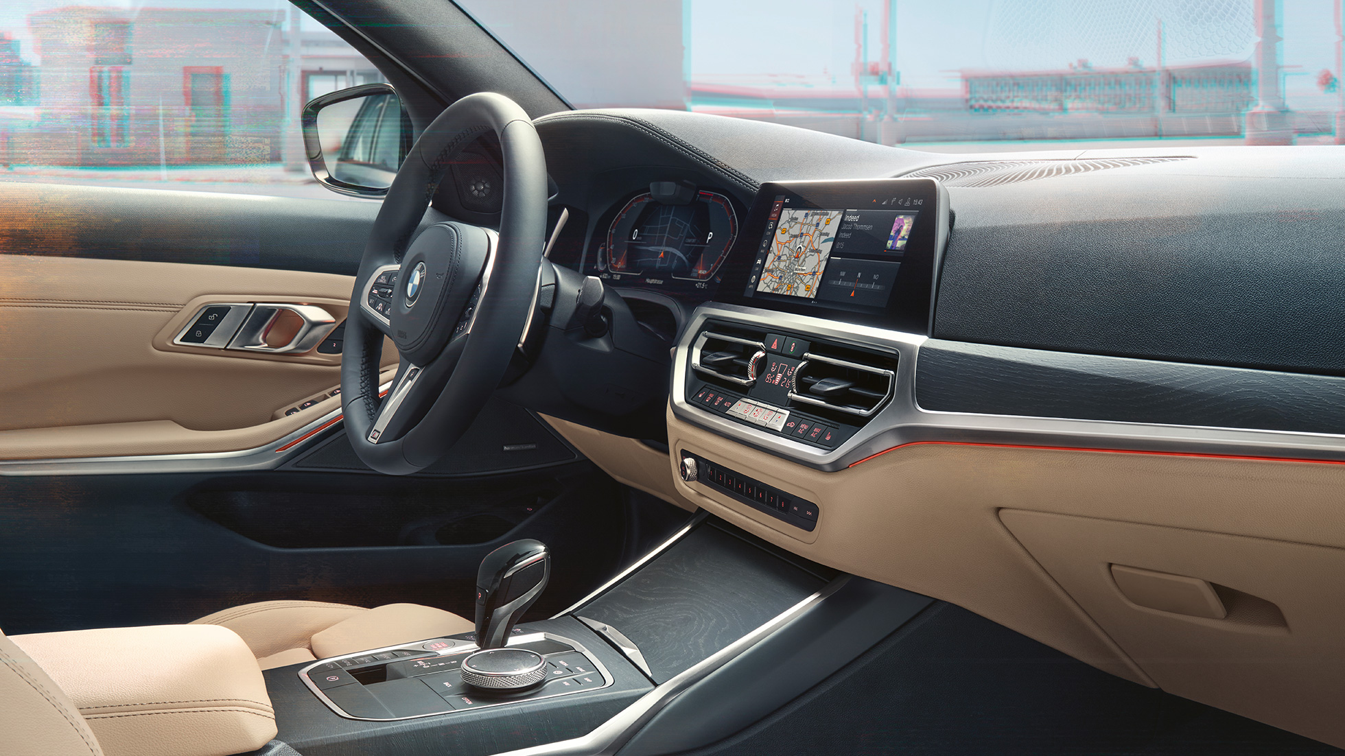 BMW radu 3 Touring, snímka kokpitu BMW radu 3 Touring, snímka kokpitu zo strany spolujazdca