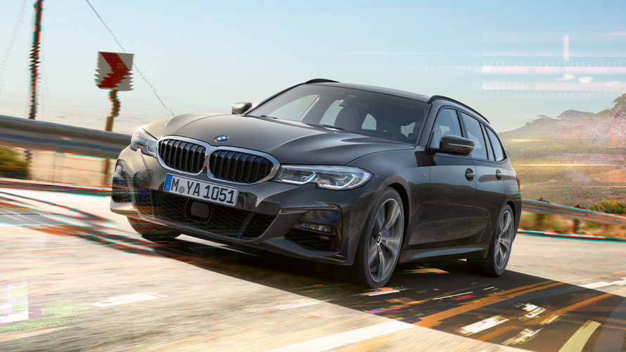 BMW radu 3 Touring (G21), Dravite Grey, predobočný záber BMW radu 3 Touring (G21), Dravite Grey, predobočný záber vo vidieckom prostredí