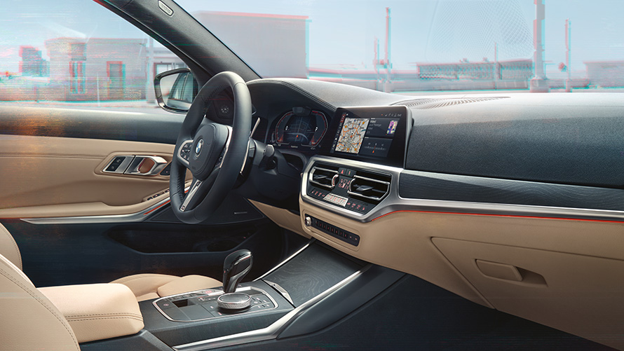 BMW radu 3 Touring (G21), predné sedadlo a kokpit zo sedadla spolujazdca BMW radu 3 Touring (G21), predné sedadlo a kokpit zo sedadla spolujazdca