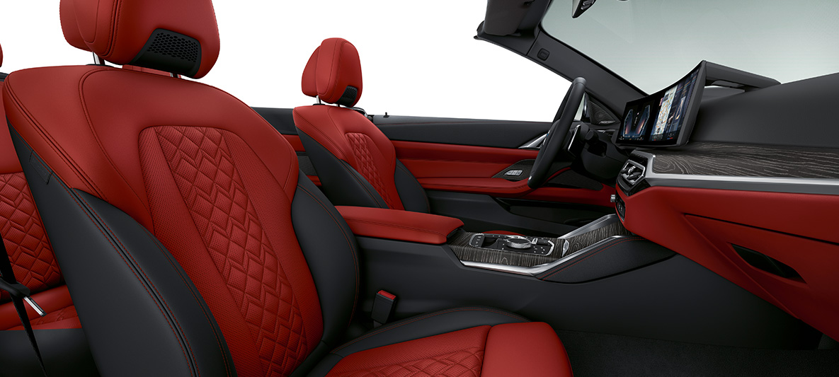 BMW Individual celokožené čalúnenie Merino Fiona Red/Black BMW radu 4 Cabrio Individual 2020 G23 interiér BMW Individual celokožené čalúnenie Merino Fiona Red/Black BMW radu 4 Cabrio Individual G23 2020 interiér