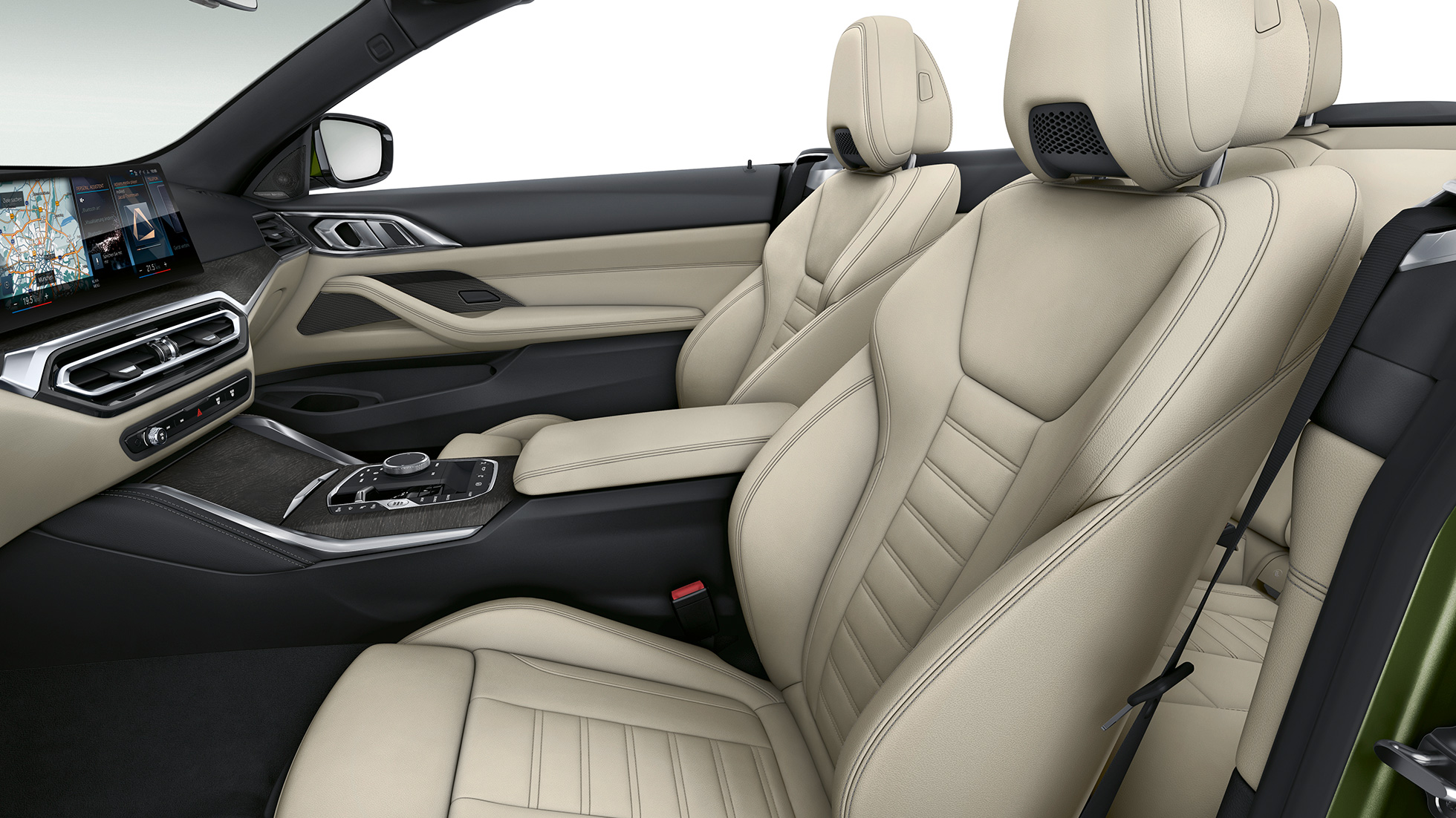 Športové sedadlá BMW radu 4 Cabrio Model M Sport G23 2020 Športové sedadlá čalúnené exkluzívnou kožou BMW radu 4 Cabrio G23 2020 Model M Sport interiér