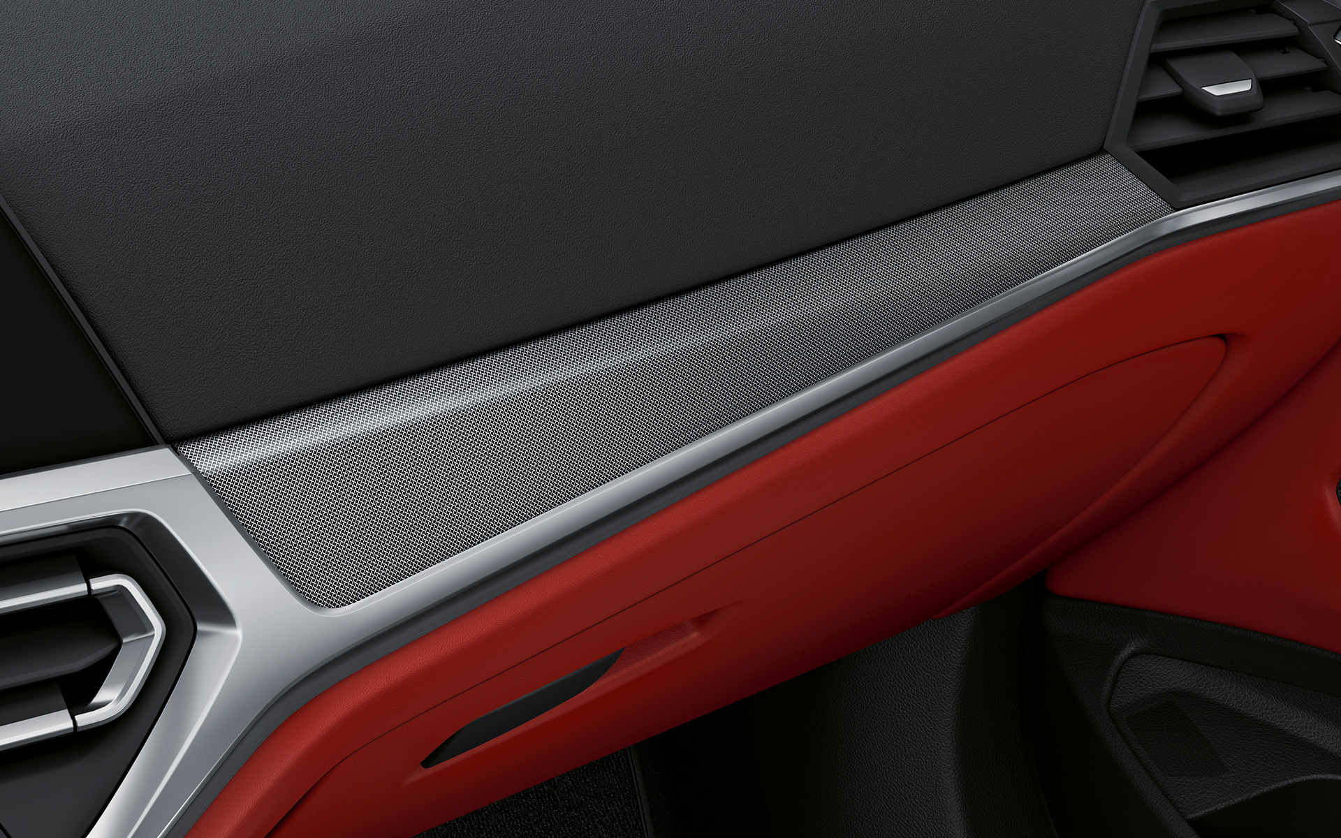 Interiérové lišty Aluminium Fabric vysokolesklé BMW radu 4 Coupé Individual G22 2020 Interiér BMW Individual interiérové lišty Aluminium Fabric vysokolesklé s ozdobnými lištami Pearl Chrome BMW radu 4 Coupé Individual G22 2020 interiér