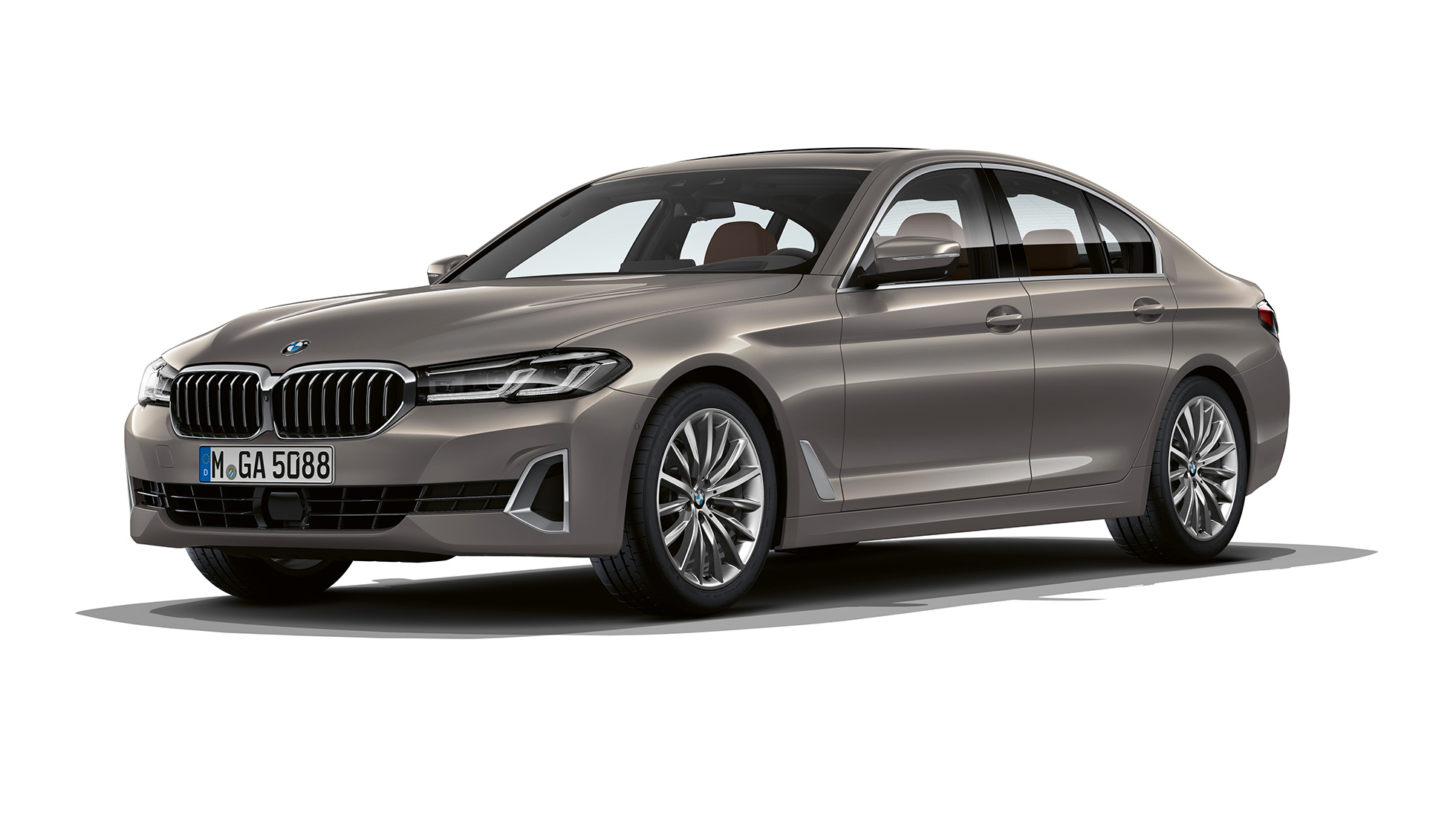 BMW radu 5 Sedan G30 Luxury Line predná časť BMW radu 5 Sedan 520d xDrive G30 2020 Luxury Line Bernina Grey predobočný pohľad