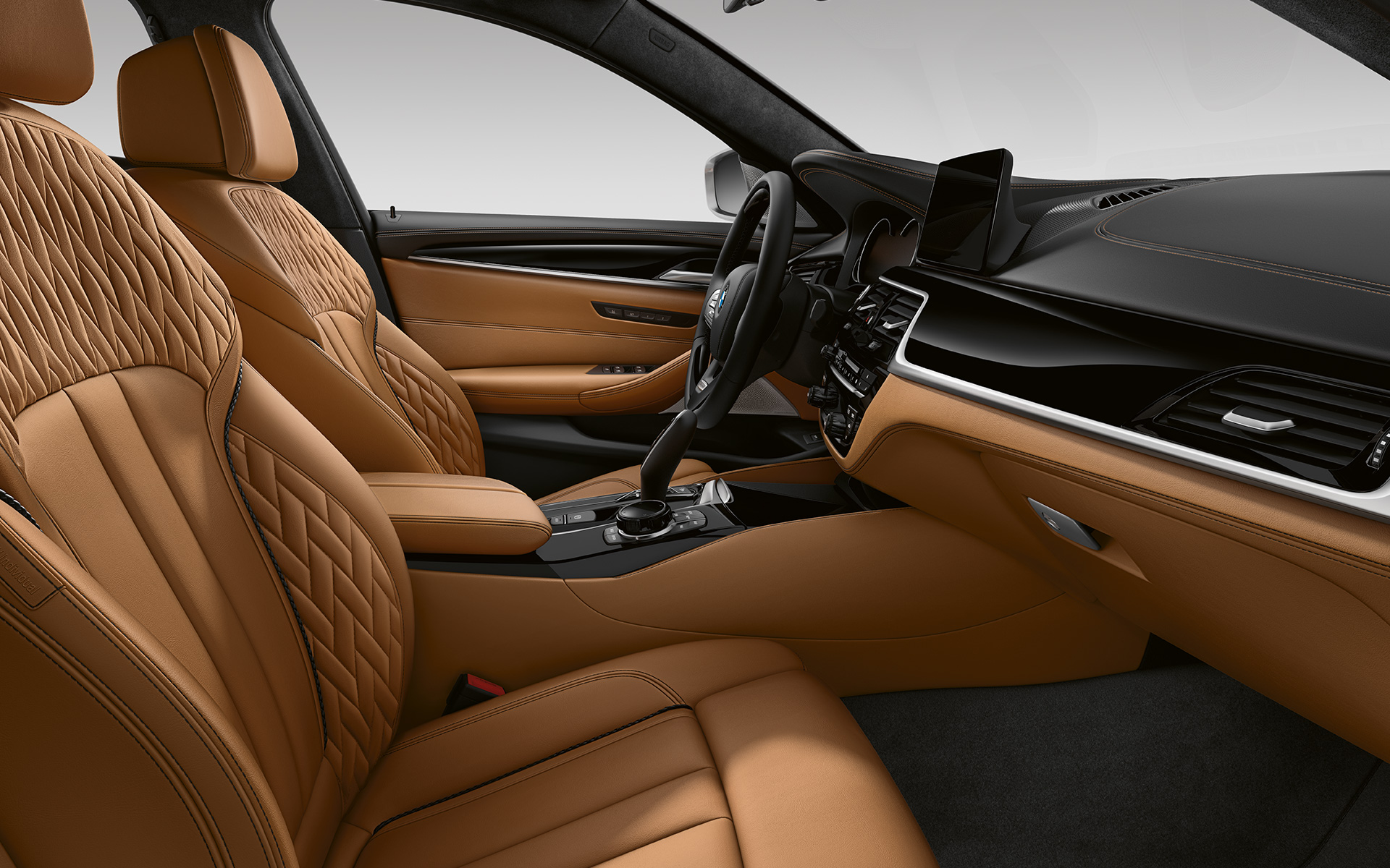BMW radu 5 Sedan G30 Facelift 2020 interiér v BMW Individual celokoženom čalúnení Merino Caramel BMW radu 5 Sedan G30 Facelift 2020 interiér v BMW Individual celokoženom čalúnení Merino Caramel