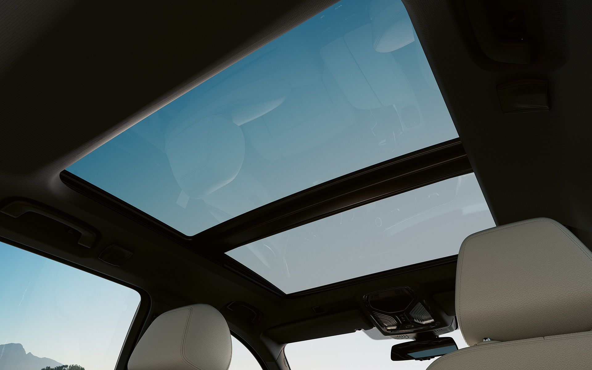Panoramatická sklenená strecha BMW radu 5 Touring G31 LCI Panoramatická sklenená strecha BMW radu 5 Touring G31 Facelift 2020 interiér
