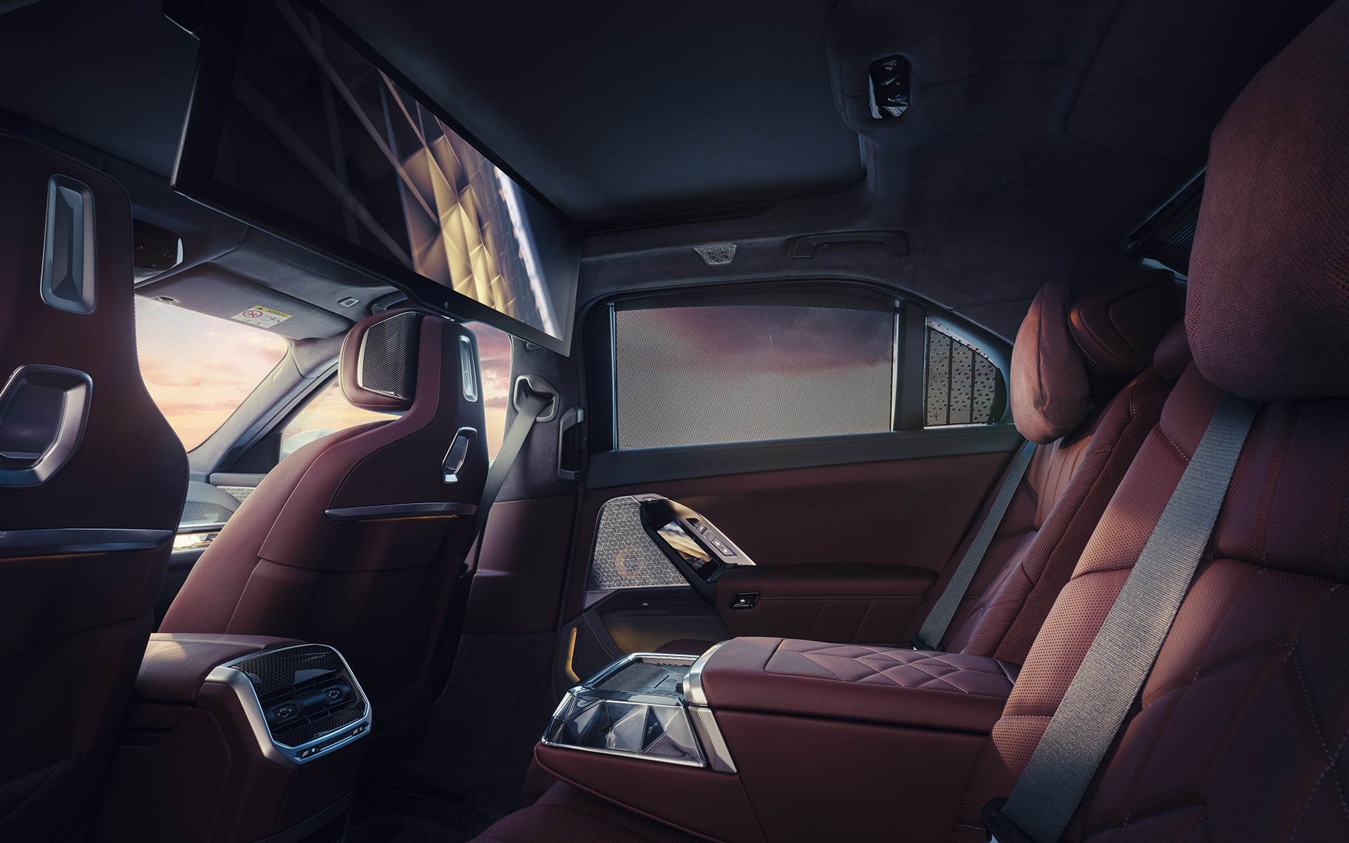 BMW radu 7 Sedan G70 ICE 740i M Sport balík interiér pohľad dozadu BMW radu 7 Sedan G70 ICE 740i M Sport balík interiér pohľad dozadu zábavný systém displej