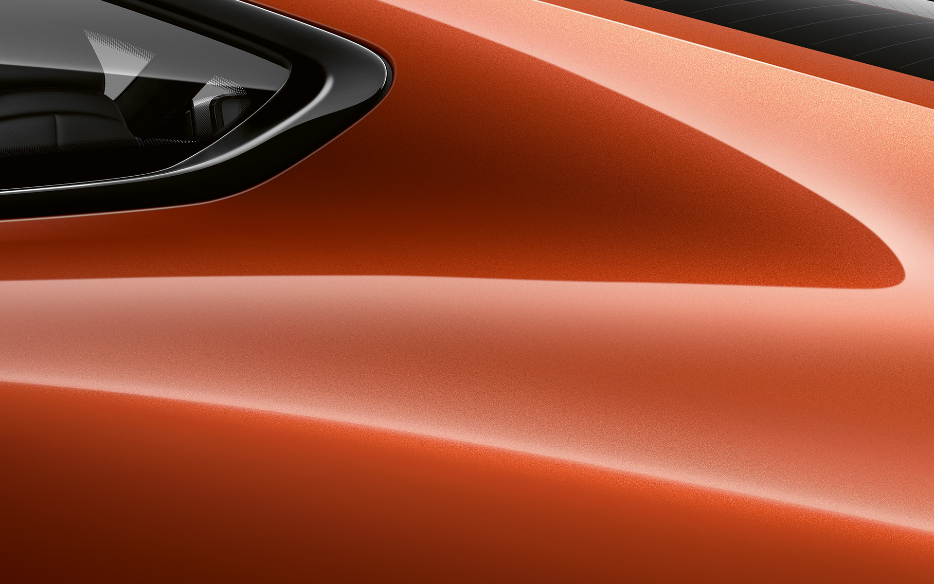 BMW radu 8 Coupé, detail na C stĺpik Detail na C-stĺpik BMW radu 8 Coupé v metalíze Sunset Orange.