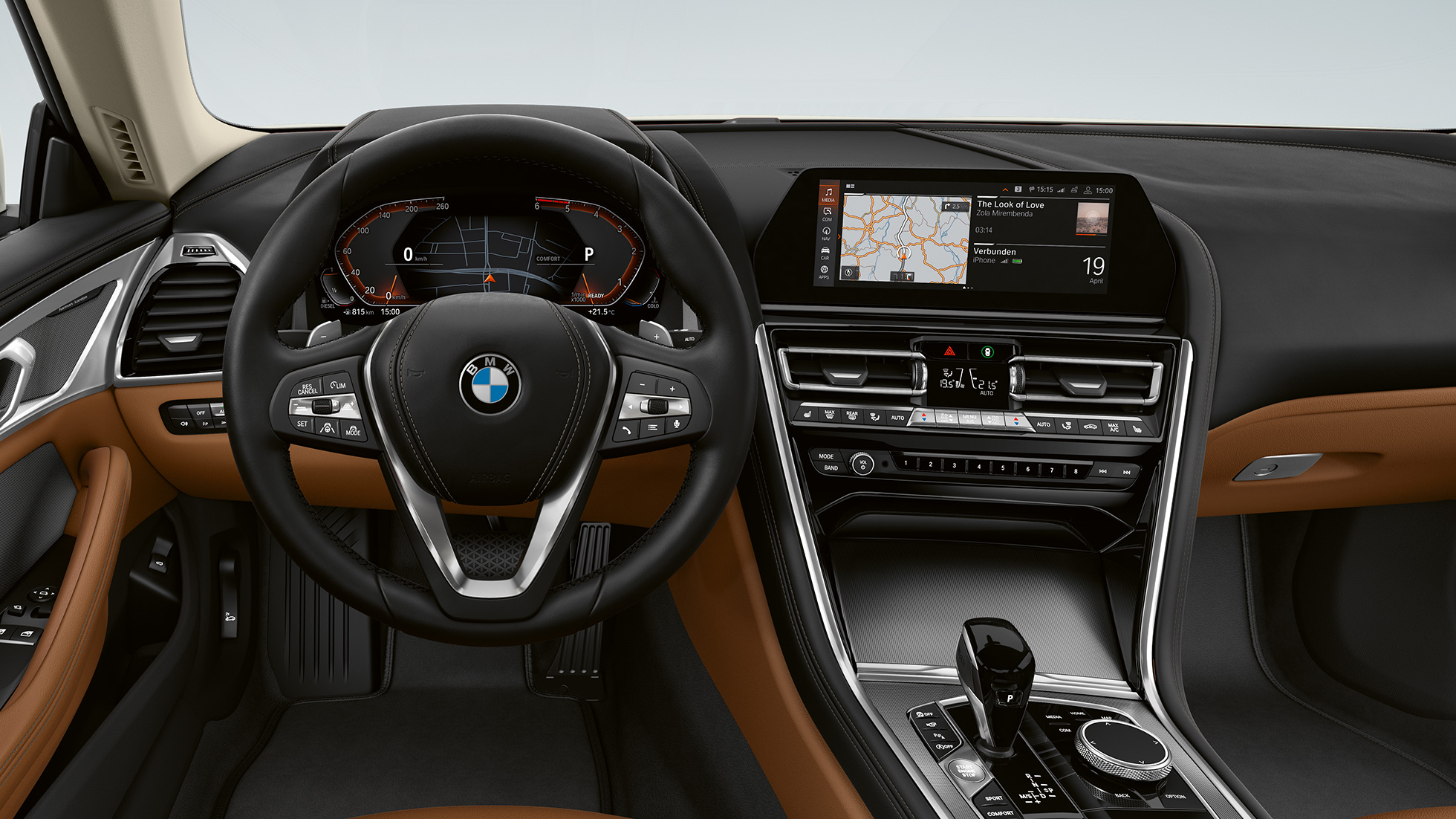 Interiérové lišty Aluminium Mesheffect Dark. BMW radu 8 Coupé, kokpit, Interiérové lišty Aluminium Mesheffect Dark.