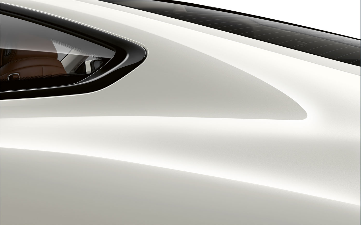 BMW radu 8 Coupé, C-stĺpik. Detailný pohľad na C-stĺpik BMW radu 8 Coupé v metalíze Mineral White.