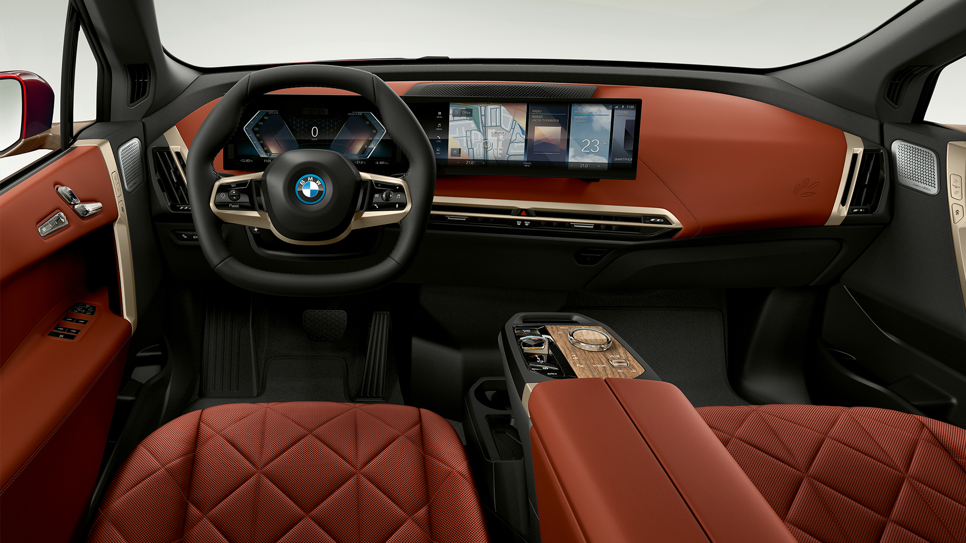 BMW iX kokpit BMW iX i20 kokpit dizajn interiéru Suite Castanea