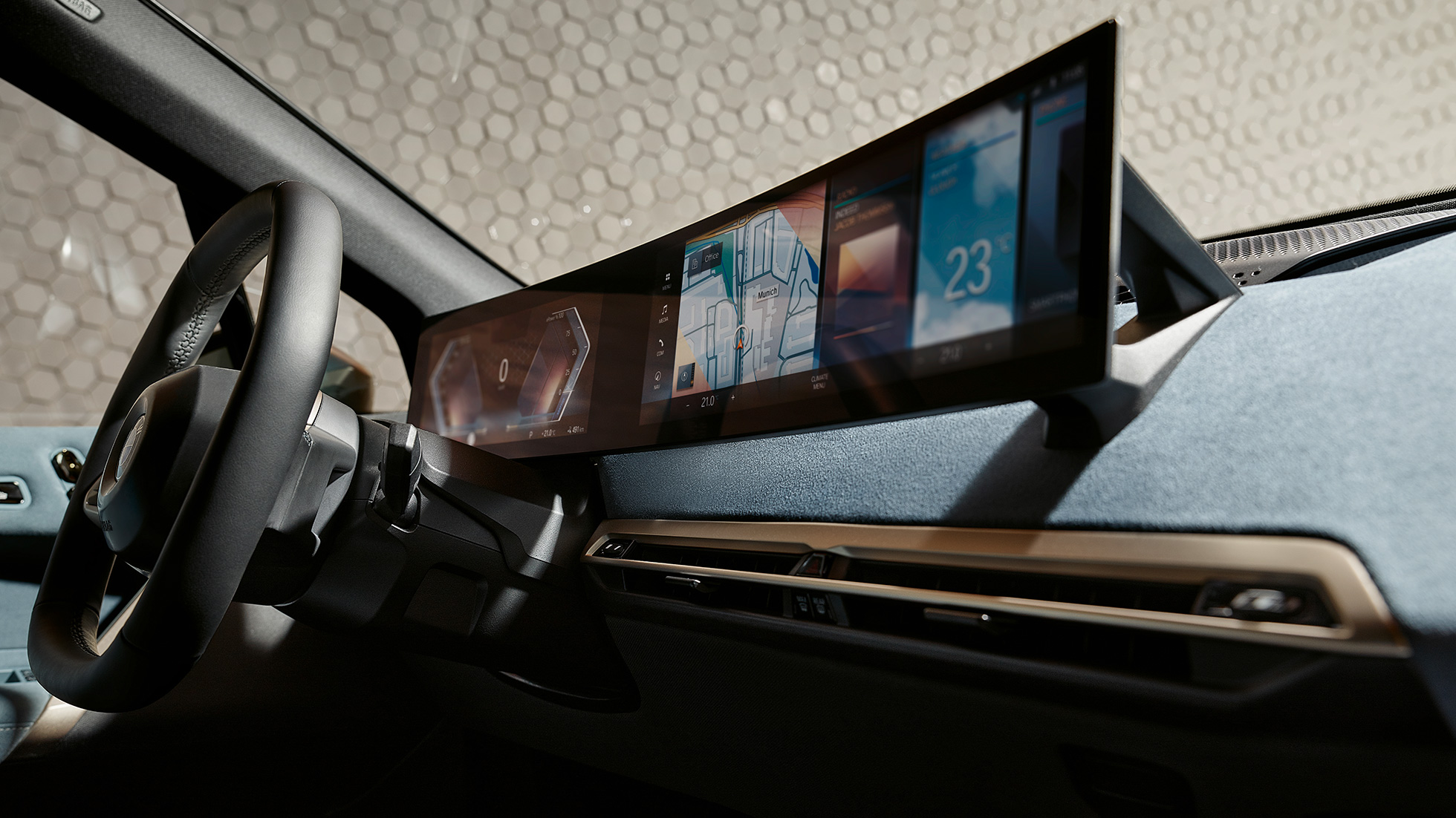 BMW iX i20 užívateľské rozhranie kokpit Stonegrey BMW iX i20 interiér užívateľské rozhranie iDrive kokpit Stonegrey