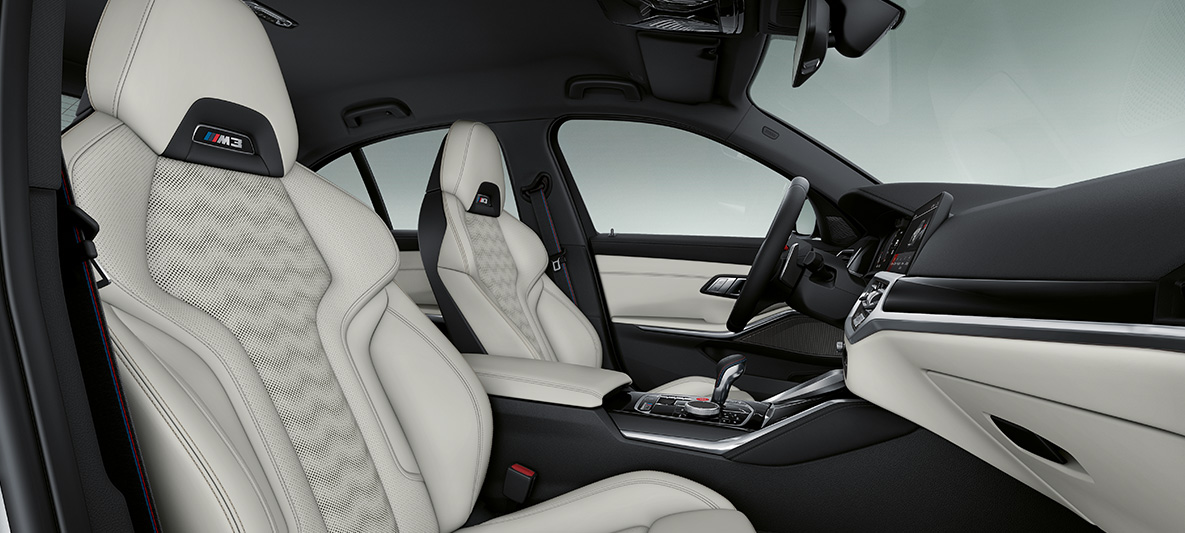 BMW Individual celokožené čalúnenie Merino Tartufo BMW M3 Sedan 2020 G80 interiér BMW Individual celokožené čalúnenie Merino Tartufo BMW M3 Sedan G80 2020 interiér