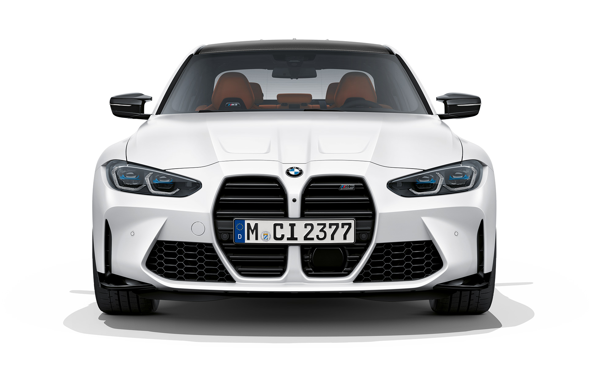 BMW M3 Competition G80 2020 metalíza Frozen Brilliant White pohľad spredu
