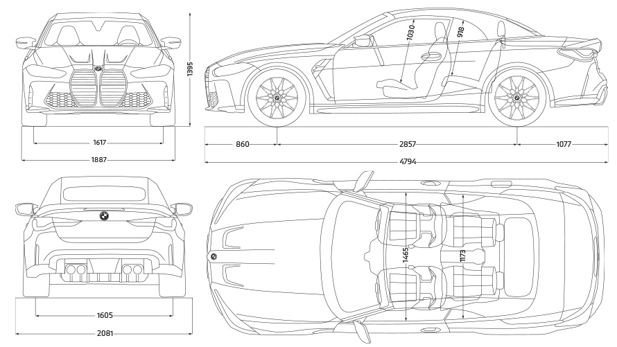 BMW M4 Cabrio G83 technické údaje skica BMW M4 Cabrio G83 technické údaje skica