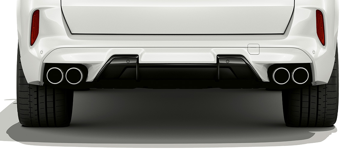 Zadný nárazník BMW X5 M Zadný nárazník BMW X5 M Mineral white F95 zadný pohľad