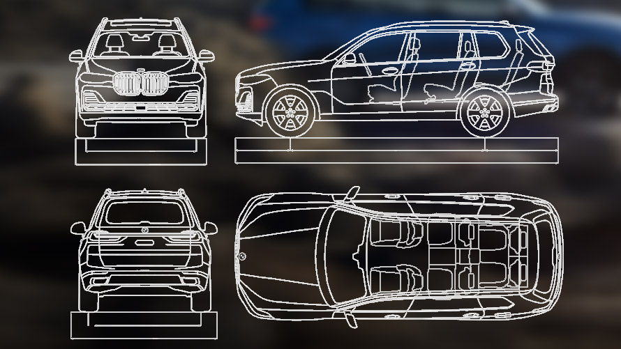 BMW X7 M60i xDrive G07 LCI technické údaje náčrt BMW X7 M60i xDrive G07 LCI technické údaje náčrt