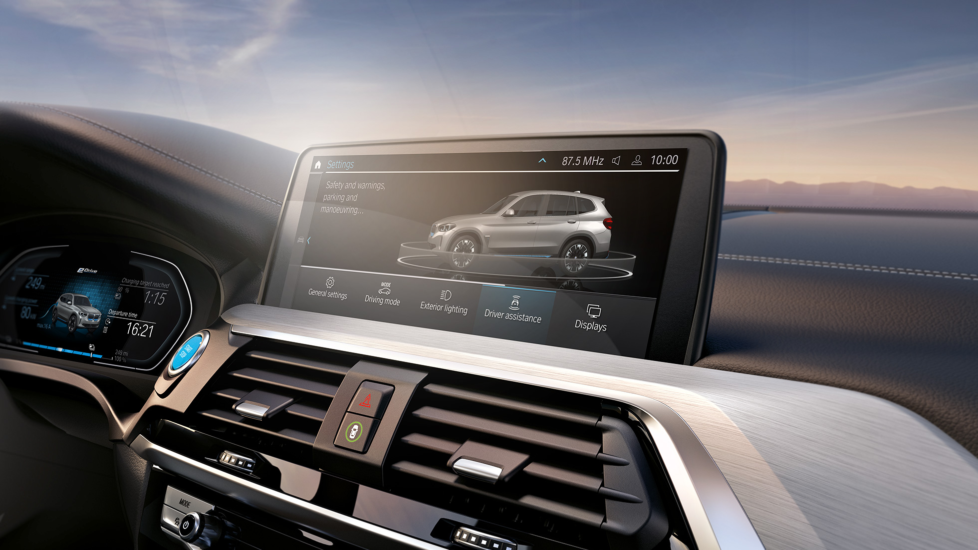 Asistenčné systémy vodiča BMW iX3 G08 iDrive displej kokpit Asistenčné systémy vodiča BMW iX3 G08 2020 iDrive displej kokpit