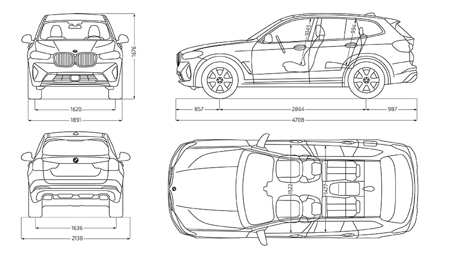 BMW X3 G01 technické údaje skica BMW X3 G01 technické údaje skica