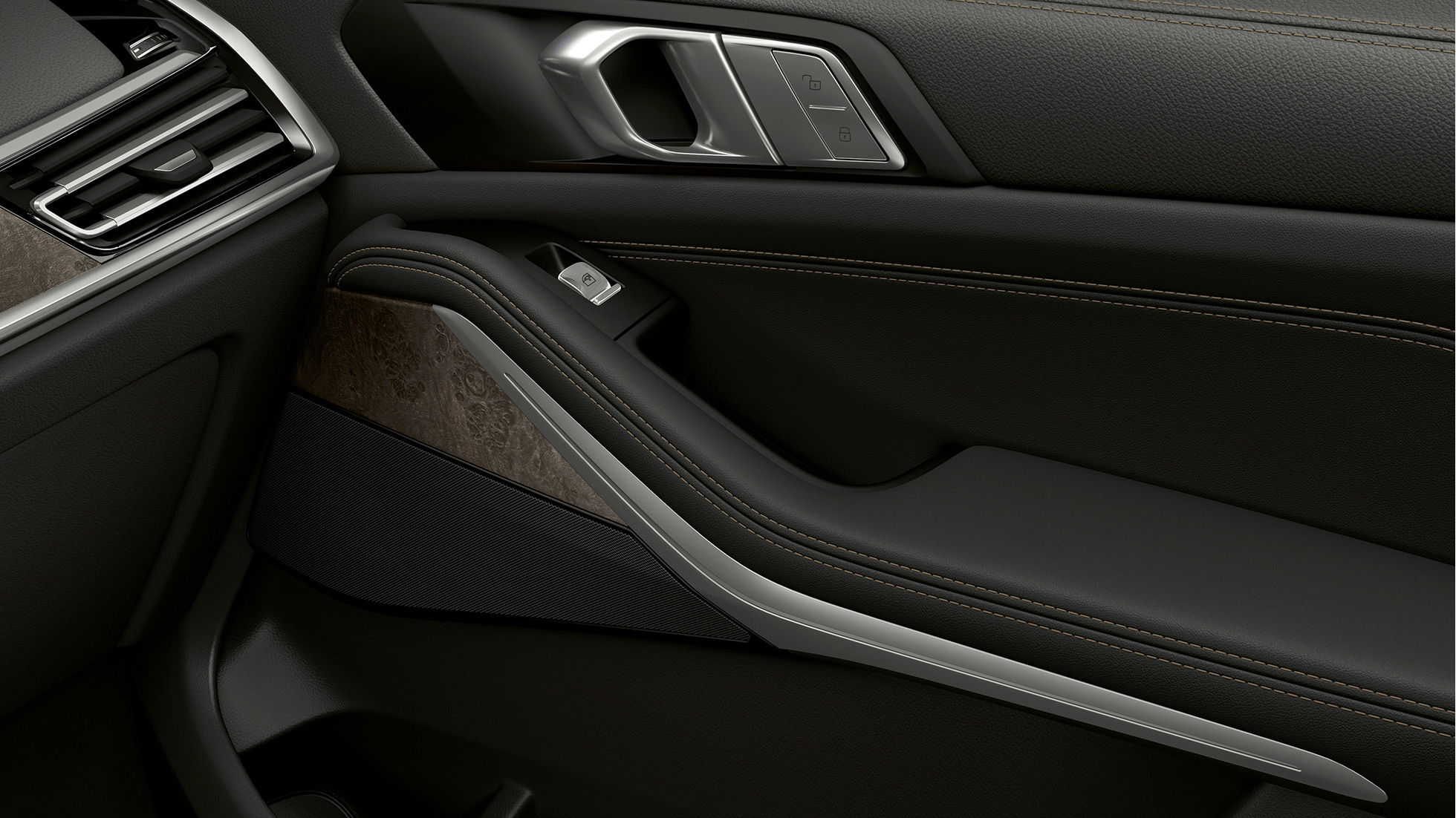BMW X7, vnútorných dverí Detail vnútorných dverí BMW X7