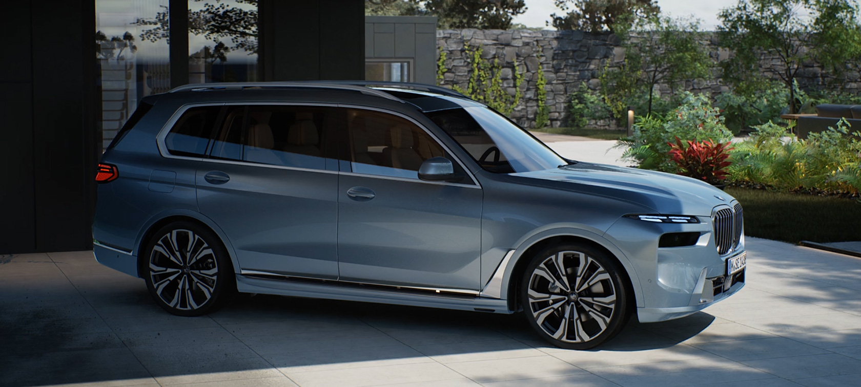 BMW X7 G07 LCI bočný pohľad metalíza Sparkling Copper Grey video BMW X7 G07 LCI bočný pohľad statický metalíza Sparkling Copper Grey video