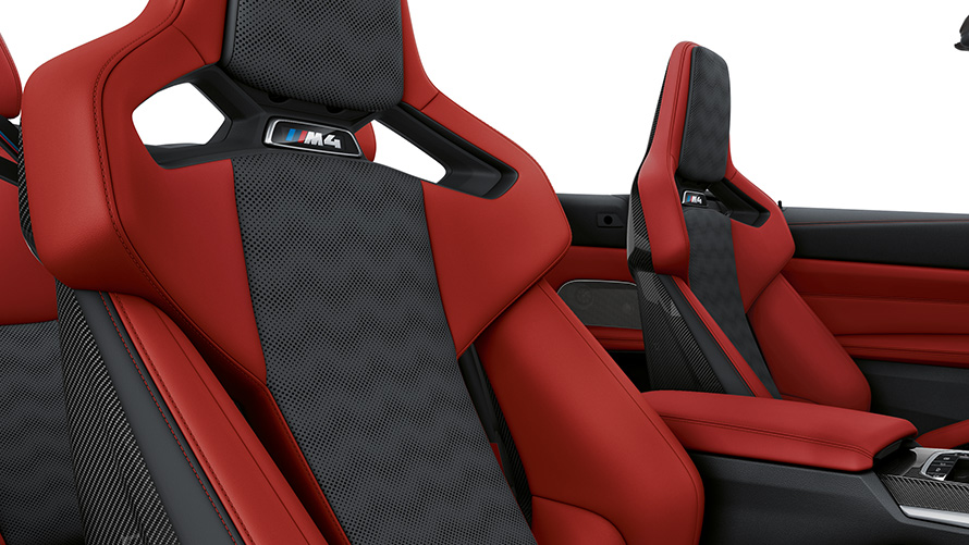BMW M4 Cabrio G83 M karbónové sedadlá Fiona Red/Black BMW M4 Cabrio G83 M karbónové sedadlá Fiona Red/Black