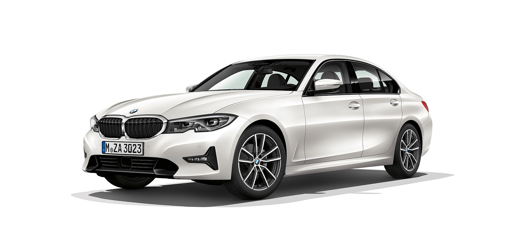 BMW radu 5 Sedan Predobočný pohľad na biele BMW radu 5 Sedan.