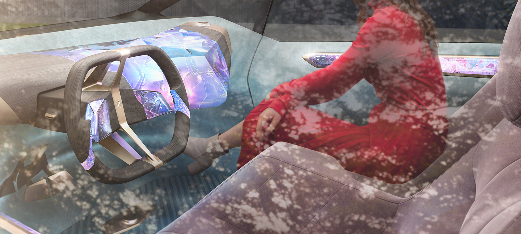 BMW i Vision Circular 2021 dizajn interiéru BMW i Vision Circular 2021 vizionárske vozidlo dizajn interiéru