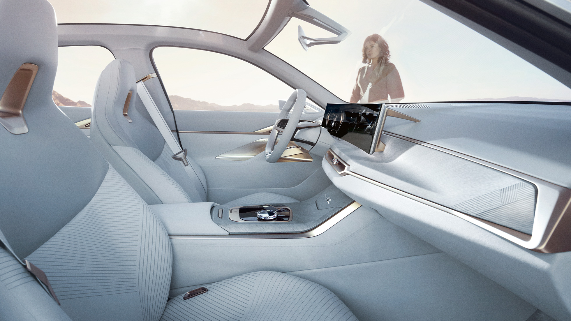 Interiér BMW Concept i4 2020 G26 Interiér BMW Concept i4 2020 G26 elektrický automobil čisto elektrické BMW Gran Coupé