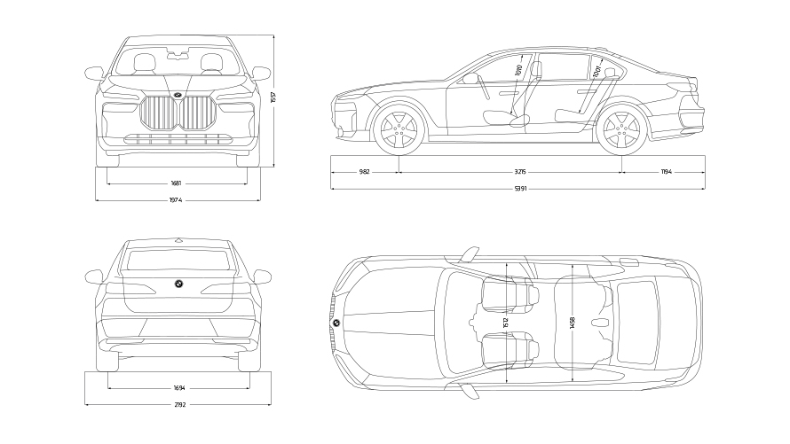 Nákres rozmerov BMW 7 Protection G73 Nákres rozmerov BMW 7 Protection G73